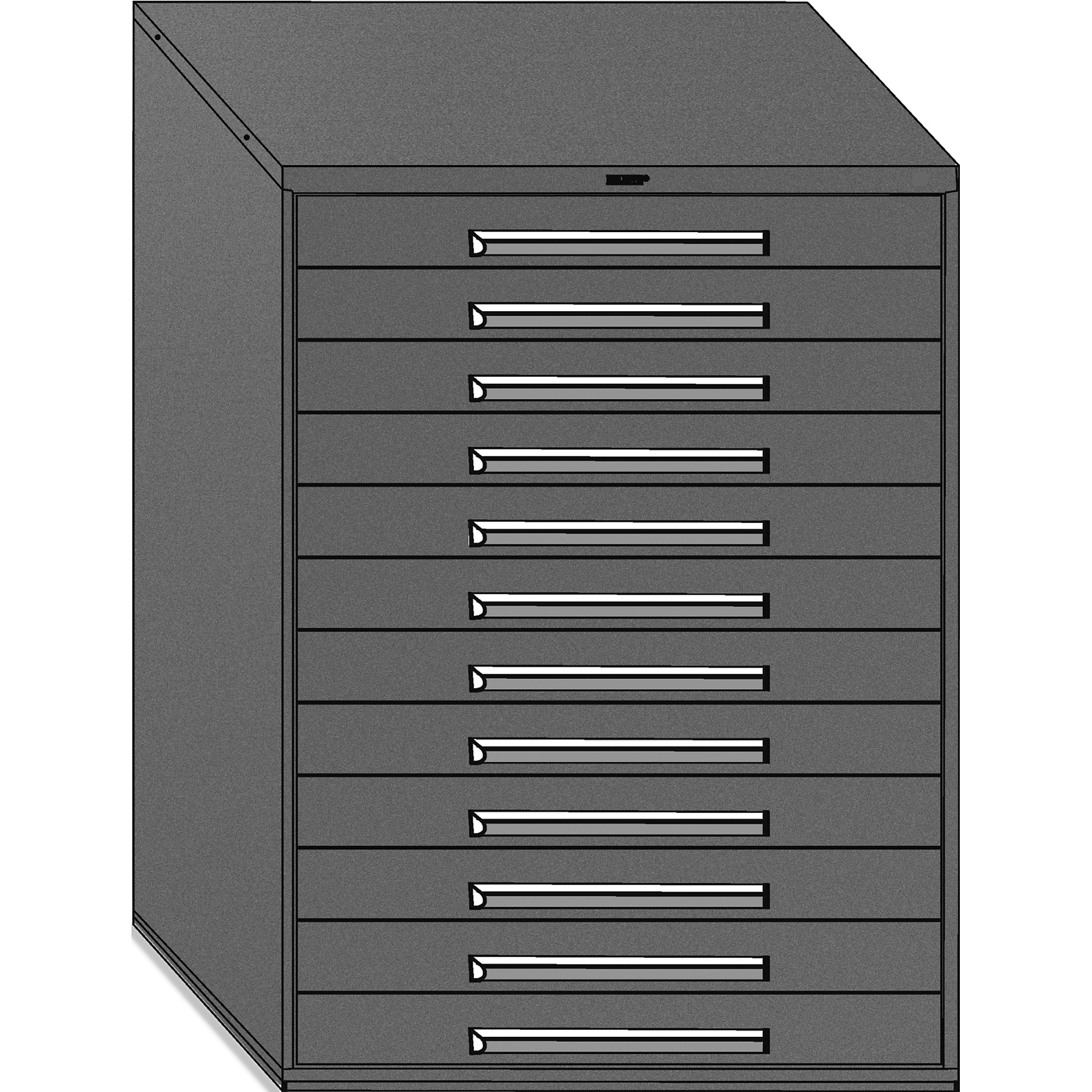 Equipto, 45in. wide Modular Drawer Cabinet- With Divider, Height 59 in, Width 45 in, Drawers 12 Total; 12 4.5"h  Model # 4481H-BK; Color: Textured Black